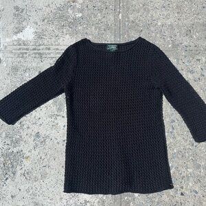 Lauren Ralph Lauren Exclusive Hand Knit Linen Mercerized Cotton Sweater Black M